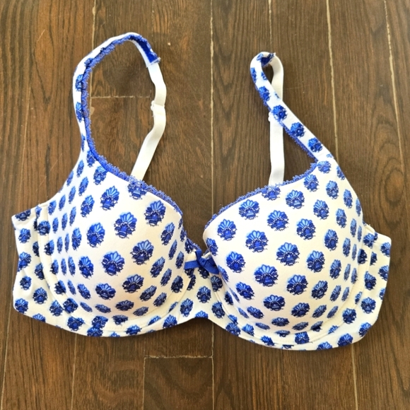 GAP love by Gap live-in pretty demi blue floral Patterned bra sz 34C - Picture 1 of 7